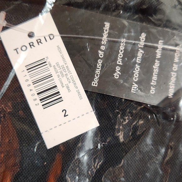 ❤️NWT VINTAGE TORRID SWIM COVER - MESH SMOCKED WAIST BEACH MINI DRESS COVER-UP - Picture 5 of 12